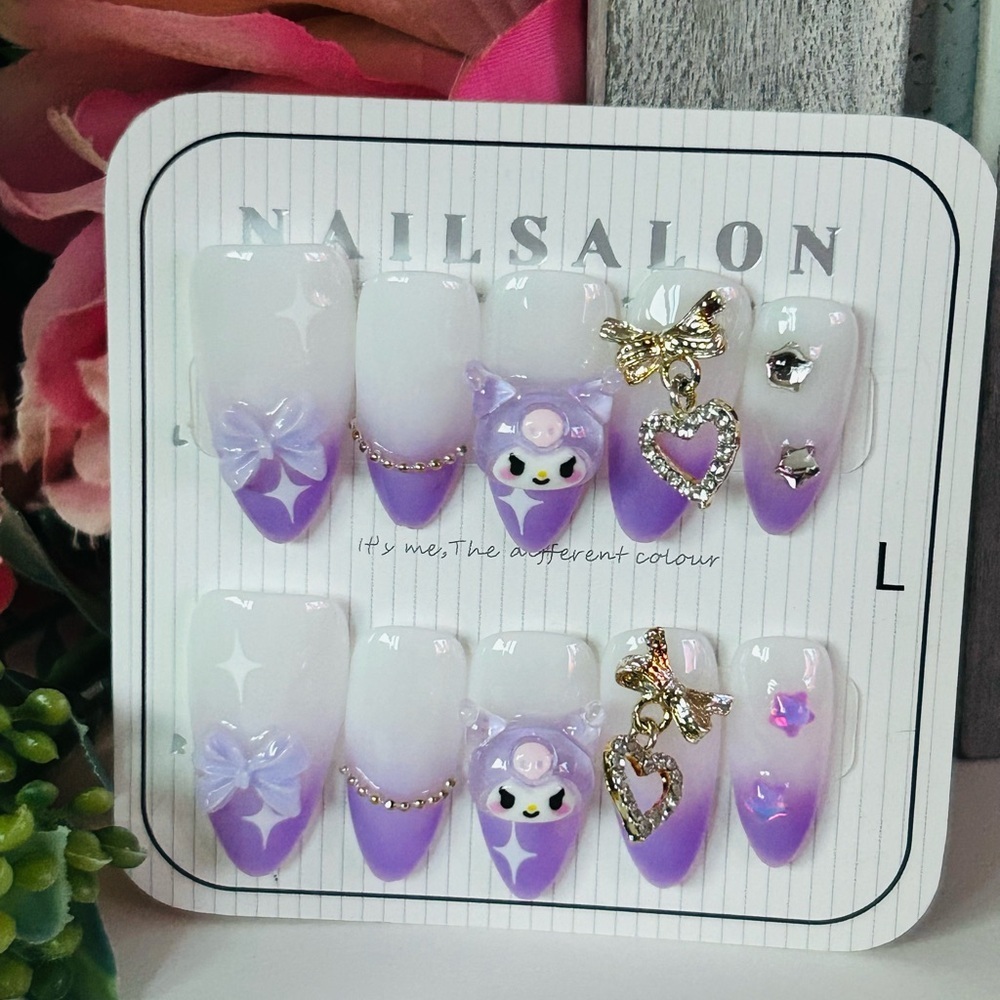 Purple and White Nail Art Set